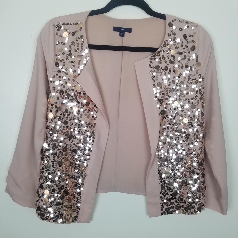 Gap - Blush Pink Sequined-Front Open Front Coverup